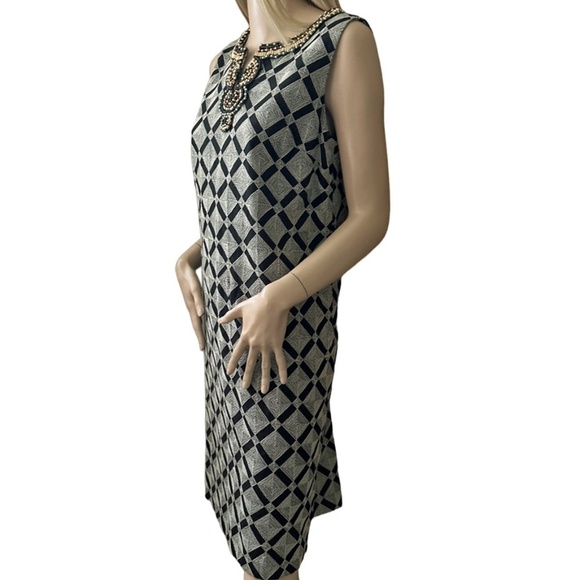 Ellen Tracy Shift Dress Tribal Beaded Boho Woven Geometric Linen Cotton Blend - Picture 10 of 14